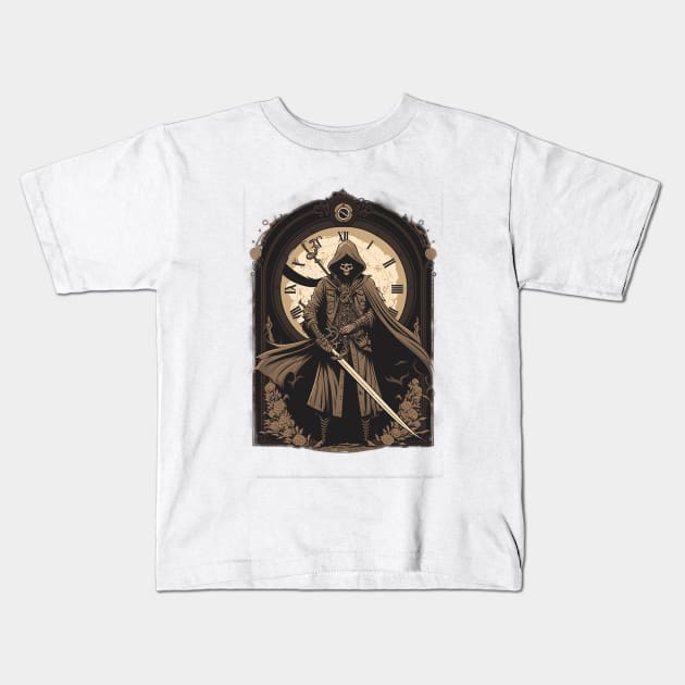 The Final Countdown: Steampunk Grim Reaper Kids T-Shirt by Abili-Tees